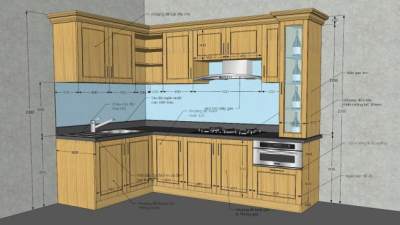 现代转角L型橱柜厨房SU模型下载_sketchup草图大师SKP模型