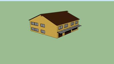 现代日式平房建筑SU模型下载_sketchup草图大师SKP模型