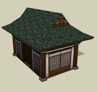 日式传统瓦房SU模型下载_sketchup草图大师SKP模型