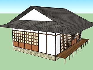 典型老式的日本房子SU模型下载_sketchup草图大师SKP模型