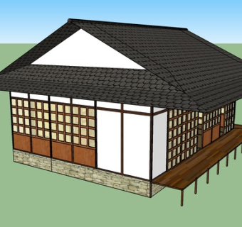 典型老式的日本房子SU模型下载_sketchup草图大师SKP模型