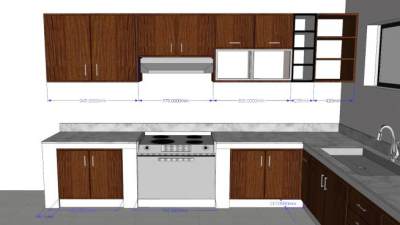 现代橱柜三聚氰胺板SU模型下载_sketchup草图大师SKP模型