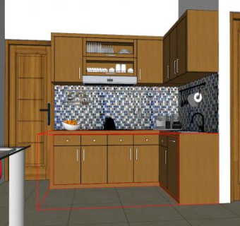 现代木质橱柜SU模型下载_sketchup草图大师SKP模型