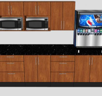 现代简易一字形橱柜SU模型下载_sketchup草图大师SKP模型