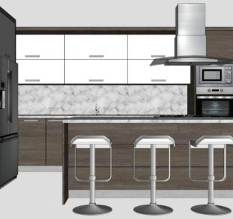现代橱柜厨房早餐SU模型下载_sketchup草图大师SKP模型