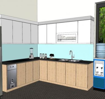 简易L型橱柜厨房SU模型下载_sketchup草图大师SKP模型