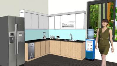 简易L型橱柜厨房SU模型下载_sketchup草图大师SKP模型