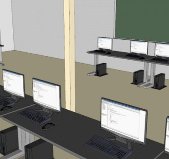 现代办公计算机实验室C104室SU模型下载_sketchup草图大师SKP模型