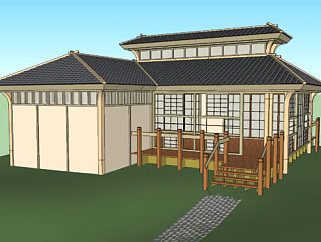 <em>日式木屋</em>瓦房住宅SU模型下载_sketchup草图大师SKP模型