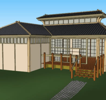 日式木屋瓦房住宅SU模型下载_sketchup草图大师SKP模型