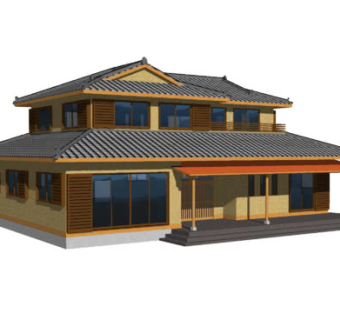 现代日式风格住宅SU模型下载_sketchup草图大师SKP模型