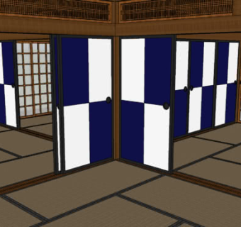 木制榻榻米风格茶室SU模型下载_sketchup草图大师SKP模型