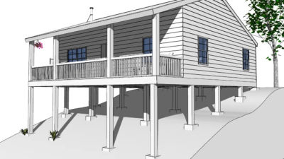 山地高跷木屋房屋SU模型下载_sketchup草图大师SKP模型