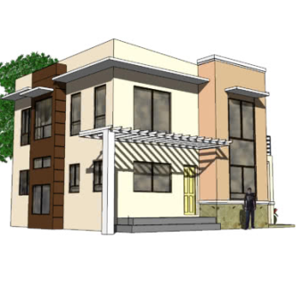 现代双层住宅凉棚露台SU模型下载_sketchup草图大师SKP模型