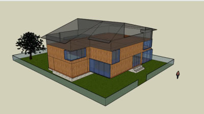 现代简易木制住宅SU模型下载_sketchup草图大师SKP模型