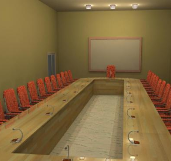 现代会议室木制桌子SU模型下载_sketchup草图大师SKP模型