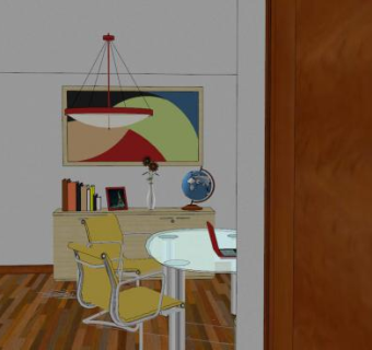 简易风格办公室SU模型下载_sketchup草图大师SKP模型