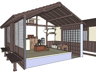 江户时代日式古屋SU模型下载_sketchup草图大师SKP模型