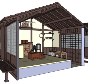 江户时代日式古屋SU模型下载_sketchup草图大师SKP模型