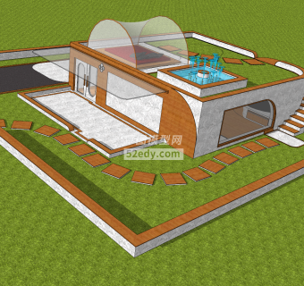 休闲避暑别墅SU模型SU模型下载_sketchup草图大师SKP模型