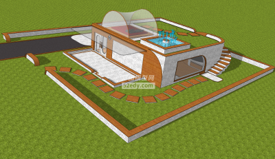 休闲避暑别墅SU模型SU模型下载_sketchup草图大师SKP模型