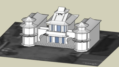 台中市南兴宫SU模型下载_sketchup草图大师SKP模型