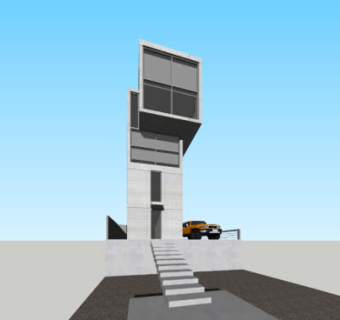现代日本四层住宅SU模型下载_sketchup草图大师SKP模型