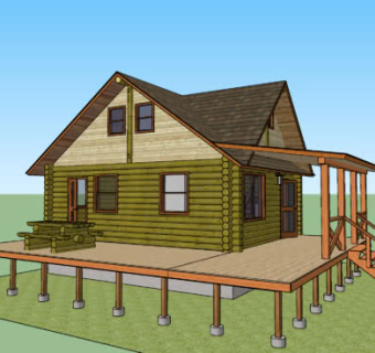 日式木屋露台SU模型下载_sketchup草图大师SKP模型