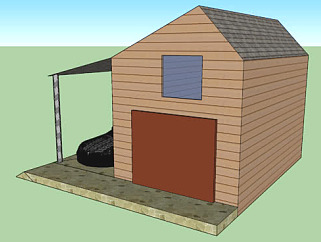 <em>小型房屋</em>和车棚SU模型下载_sketchup草图大师SKP模型