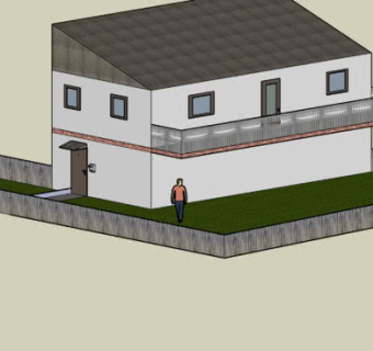 带庭院的乡村平房SU模型下载_sketchup草图大师SKP模型