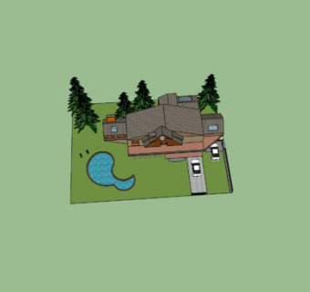 郊区独栋乡村别墅SU模型下载_sketchup草图大师SKP模型