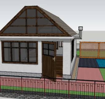 小户型乡村风格房屋泳池独栋SU模型下载_sketchup草图大师SKP模型