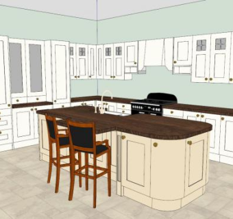 现代风格U型厨房SU模型下载_sketchup草图大师SKP模型