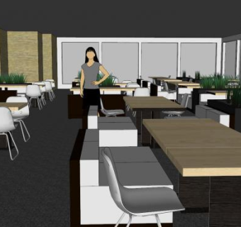 时髦饭店餐厅SU模型下载_sketchup草图大师SKP模型