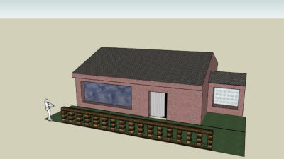 乡村单层房屋走廊护栏SU模型下载_sketchup草图大师SKP模型