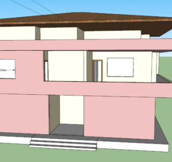 粉色乡村平房SU模型下载_sketchup草图大师SKP模型