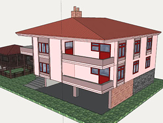 现代房屋和木屋阁楼SU模型下载_sketchup草图大师SKP模型