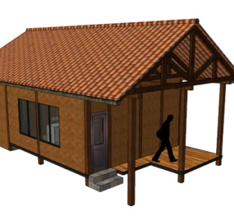木屋瓦房乡村平房SU模型下载_sketchup草图大师SKP模型