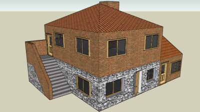 老村庄砖砌房屋SU模型下载_sketchup草图大师SKP模型