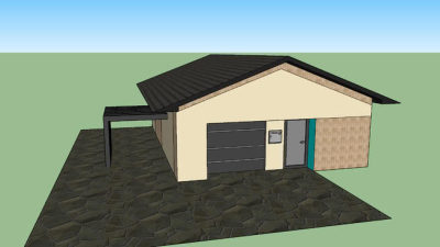 现代乡村住宅车库凉棚SU模型下载_sketchup草图大师SKP模型