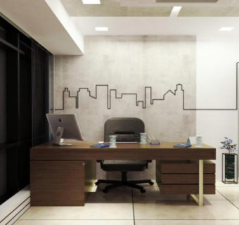 现代大班台办公桌SU模型下载_sketchup草图大师SKP模型