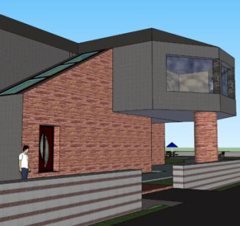 乡村别墅观景庭院SU模型下载_sketchup草图大师SKP模型