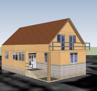 小户型双层平房SU模型下载_sketchup草图大师SKP模型