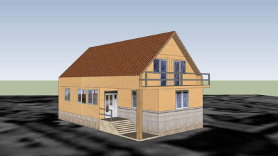 小户型双层平房SU模型下载_sketchup草图大师SKP模型