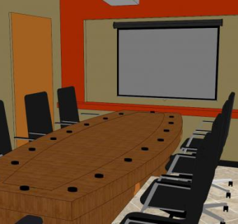 投影仪办公会议室SU模型下载_sketchup草图大师SKP模型