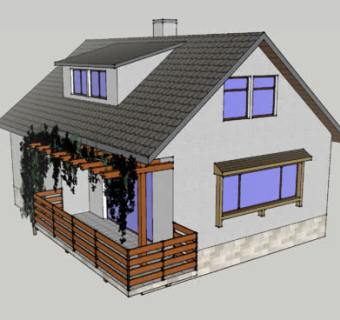 小户型露台住宅凉棚藤蔓SU模型下载_sketchup草图大师SKP模型