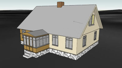 美式小户型住宅SU模型下载_sketchup草图大师SKP模型