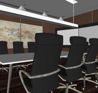 简朴室内会议室SU模型下载_sketchup草图大师SKP模型