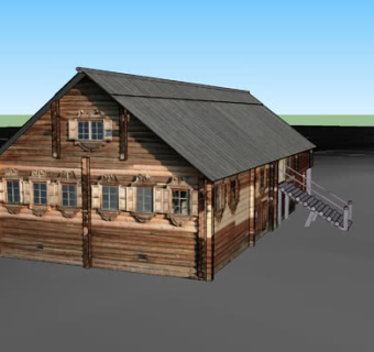 乡镇实木屋SU模型下载_sketchup草图大师SKP模型