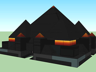 现代概念金字塔房屋SU模型下载_sketchup草图大师SKP模型